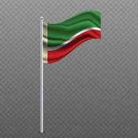 Chechen Republic waving flag on metal pole. vector