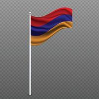 Armenia ondeando la bandera en el poste de metal. vector