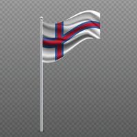 Faroe Island waving flag on metal pole. vector