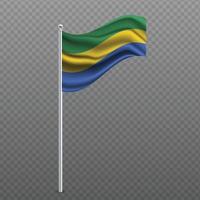 Gabon waving flag on metal pole. vector