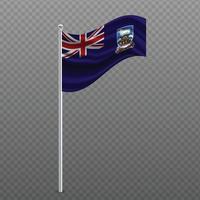 Islas Malvinas ondeando la bandera en el poste de metal. vector