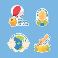 World Humanitarian Day Sticker Set vector