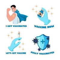 COVID 19 After Vaccine Sticker Set vector