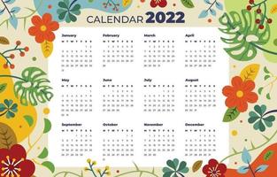 plantilla de fondo de calendario floral vector