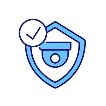 cámara de seguridad correctamente instalada icono de color rgb vector