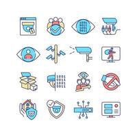 Surveillance systems RGB color icons set vector