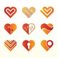 conjunto de elementos del logotipo del corazón