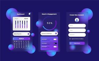 User Interface Glassmorphism Dark Blue vector