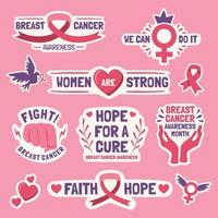 Support Breast Cancer Awareness Sticker Set vector