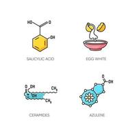 Conjunto de iconos de color rgb de ingrediente cosmético vector