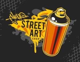 banner de graffiti con lata de aerosol vector