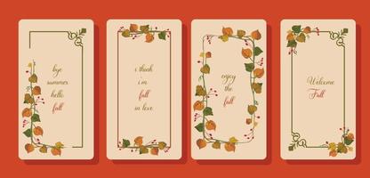 conjunto de tarjetas de otoño de bienvenida vector