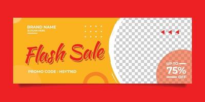 flash sale banner template with yellow red color vector