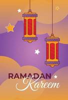 Ramadan kareem lantern vector poster