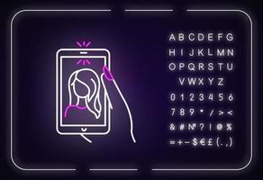 Selfie neon light icon vector