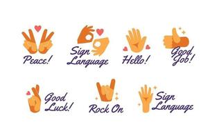 Sign Language Sticker Collection vector