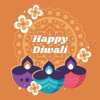 fondo feliz diwali con mandala vector