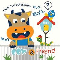 cow and friend funny cartoon,vector illustration vector