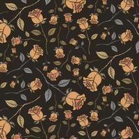 Seamless pattern of vintage roses on a black backgroun vector