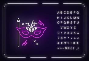 Masquerade mask neon light icon vector