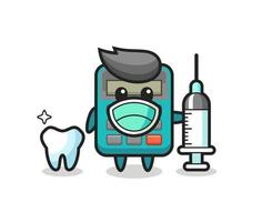 Personaje de mascota de calculadora como dentista. vector