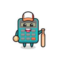 Cartoon character of calculator as a baseball player vector