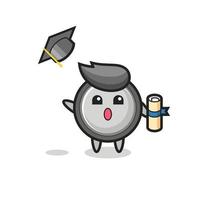 Illustration of button cell cartoon throwing the hat at graduation vector