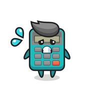 calculator mascot character with afraid gesture vector