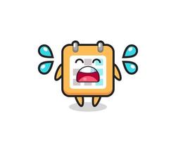 calendar cartoon illustration with crying gesture vector