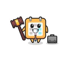 Illustration of calendar mascot as a lawyer