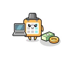 Mascot Illustration of calendar as a hacker vector