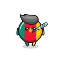 cameroon flag badge mascot character with fever condition vector