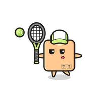 Cartoon character of cardboard box as a tennis player vector