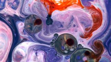 Abstract Colorful Ink Spread Explode in Milky Liquid Surface video