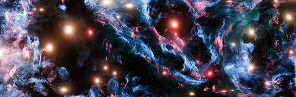Blue panoramic nebula background photo