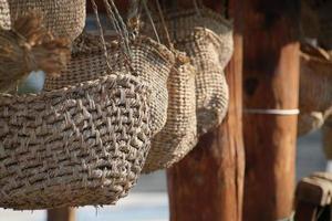 Korea traditional hand made wicker basket texture. photo