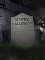 Happy halloween sign on a tombstone photo