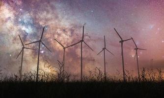 Milky Way with windmills photo