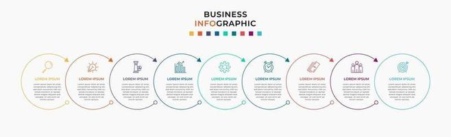 Infographic design business template with icons and 9 options or steps vector