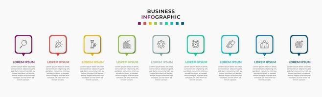 Infographic design business template with icons and 9 options or steps vector