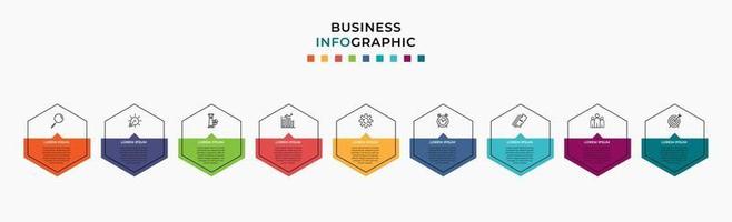 Infographic design business template with icons and 9 options or steps vector