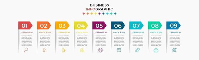 Infographic design business template with icons and 9 options or steps vector