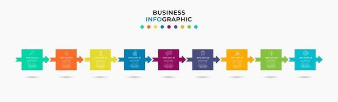 Infographic design business template with icons and 9 options or steps vector