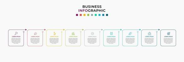 Infographic design business template with icons and 9 options or steps vector