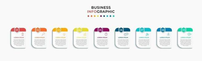 Infographic design business template with icons and 9 options or steps vector