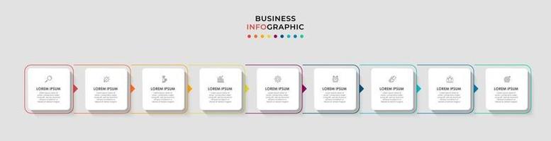 Infographic design business template with icons and 9 options or steps vector