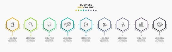 Infographic design business template with icons and 9 options or steps vector