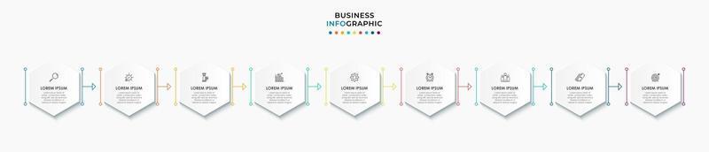 Infographic design business template with icons and 9 options or steps vector