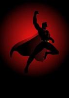 Superhero flying on dramatic red background vector