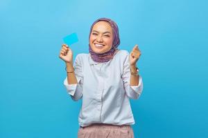 Portrait beautiful young Asian woman smile with credit card photo